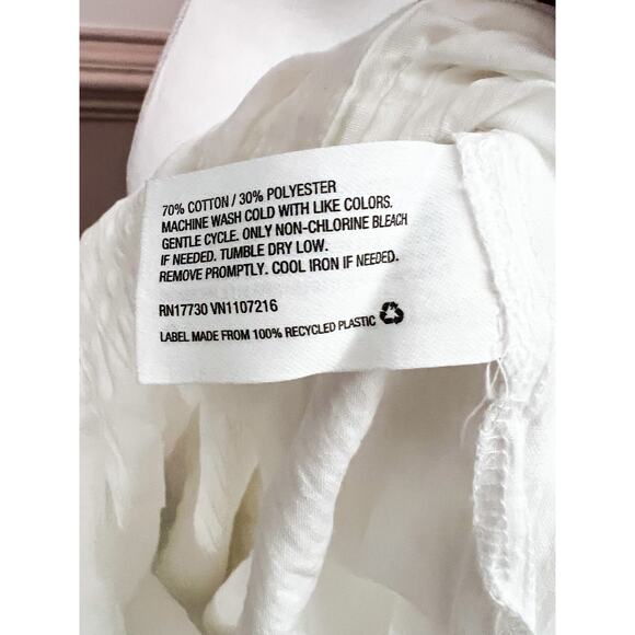 The Nines by Hatch White Long Sleeve Lightweight Cotton Blouse Size S - Picture 5 of 6